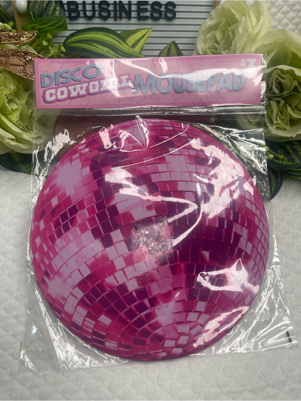 Disco Cowgirl Pink Disco Ball Mouse Pad Western Cowgirl Office Desk Decor New